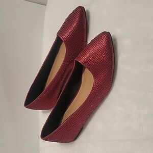Torrid ruby red sparkly pointed toe ballet flats women's size 11.5WW